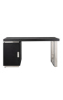 Reverzný stôl 150 cm - čierna dub a strieborná nehrdzavejúca oceľ