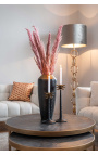 2er-Set BOHO Couchtische aus schwarzer Eiche und Messing-Edelstahl