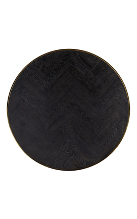 Set of 2 BOHO black oak and gold stainless steel coffee table