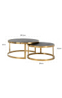 Set of 2 BOHO black oak and gold stainless steel coffee table