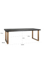 Mesa de comedor 220 cm BOHO en latón de acero inoxidable y roble negro