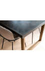 Обеденный стол 220 см "BOHO" из нержавеющей стали, латуни и черного дуба