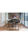 Mesa de comedor 220 cm BOHO en latón de acero inoxidable y roble negro