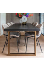Dining table 220 cm "BOHO" in stainless steel brass and black oak