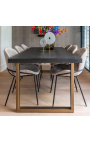 Mesa de comedor 220 cm BOHO en latón de acero inoxidable y roble negro