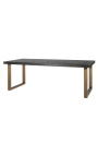 Dining table 220 cm "BOHO" in stainless steel brass and black oak