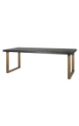 Mesa de comedor 220 cm BOHO en latón de acero inoxidable y roble negro