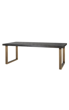 Обеденный стол 220 см "BOHO" из нержавеющей стали, латуни и черного дуба