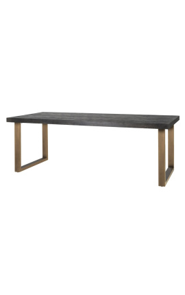 Eten tafel 220 cm "BOHO" in roestvrij staal brass en zwarte oak