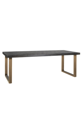 Dining table 220 cm &quot;BOHO&quot; in stainless steel brass and black oak