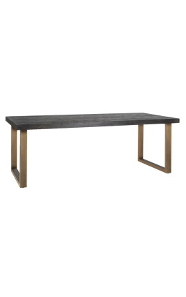 Eten tafel 220 cm &quot;BOHO&quot; in roestvrij staal brass en zwarte oak