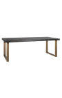 Mesa de comedor 220 cm BOHO en latón de acero inoxidable y roble negro