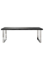 Mesa de comedor 220 cm BOHO en acero inoxidable plateado y roble negro