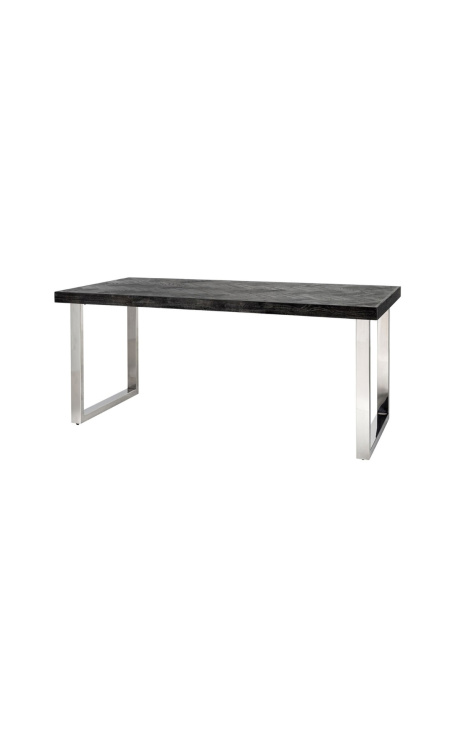 Jedálenský stôl 180 cm "BOHO" v striebornej nerezovej ocele a čiernej dub