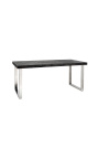 Matbord 180 cm "BOHO" i silver rostfritt stål och svart ek