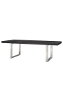 Dining table 195-265 cm "BOHO" in silver stainless steel and black oak