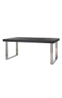 Jedálenský stôl 195-265 cm "BOHO" v striebornej nerezovej ocele a čiernej dub