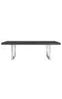 Обеденный стол 195-265 см "BOHO" из серебристой нержавеющей стали и черного дуба