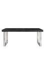 Mesa de jantar 195-265 cm "BOHO" em aço inoxidável prateado e carvalho preto