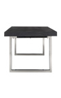 Dining table 195-265 cm "BOHO" in silver stainless steel and black oak