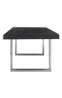 Обеденный стол 195-265 см "BOHO" из серебристой нержавеющей стали и черного дуба
