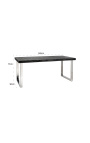 Spisebord 180 cm "BOHO" i sølv rustfrit stål og sort eg