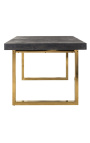 Mesa de jantar 195-265 cm "BOHO" em aço inoxidável dourado e carvalho preto