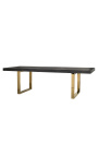 Обеденный стол 195-265 см "BOHO" из золотой нержавеющей стали и черного дуба