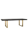 Matbord 195-265 cm "GUD" i gull rustfritt stål og svart oak