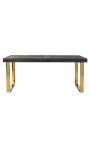 Stůl pro jídlo 195-265 cm "BOHO" ve zlatém nerezném oceli a černém dubovém dřevu