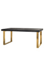 Dining table 195-265 cm "BOHO" in gold stainless steel and black oak