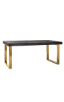 Dining table 195-265 cm "BOHO" in gold stainless steel and black oak