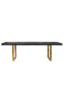 Jedilna miza 195-265 cm "BOHO" iz zlatega nerjavečega jekla in črnega hrasta
