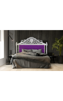 Baročno posteljno vzglavje vijolično žametno blago in srebrn les