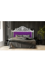 Изголовье кровати в стиле барокко из фиолетового бархата и серебристого дерева