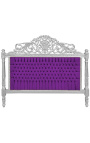 Barroco cama cabecera de terciopelo púrpura tela y madera de plata