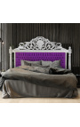 Barokkityylinen sängynpääty violetti samettikangas ja hopeapuu