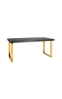 Dining table 180 cm "BOHO" in gold stainless steel and black oak