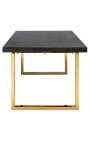 Dining table 180 cm "BOHO" in gold stainless steel and black oak