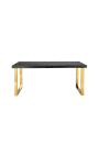 Matbord 180 cm "BOHO" i guld rostfritt stål och svart ek