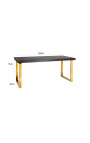 Spisebord 180 cm "BOHO" i guld rustfrit stål og sort eg