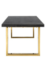 Обеденный стол 220 см "BOHO" из золотой нержавеющей стали и черного дуба