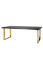 Обеденный стол 220 см "BOHO" из золотой нержавеющей стали и черного дуба