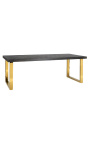 Dining table 220 cm "BOHO" in gold stainless steel and black oak