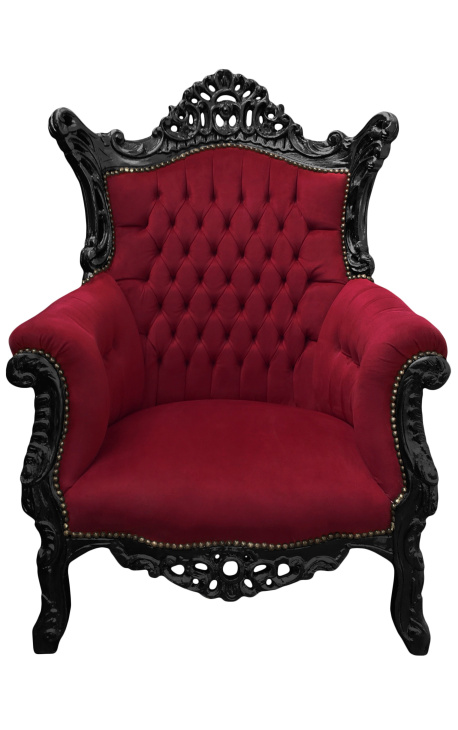 Grand Rococo Sillón barroco burdeos terciopelo y negro brillante