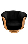 Scaun Tulipă art deco stil elm și velvet negru