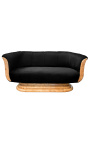 Sofa Tulip 3 bisagra arte deco estilo olmo y terciopelo negro