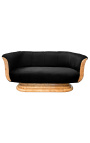 Sofa "Tulip" 3 zitplaatsen art deco-stijl elm en zwart velvet