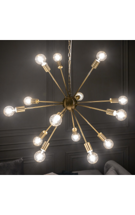 Lampadario "Sputnik" in metallo dorato - 87 cm di diametro - 14 luci