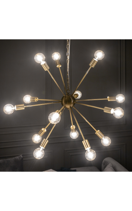 Lámpara de araña Sputnik en metal dorado - 87 cm de diámetro - 14 luces